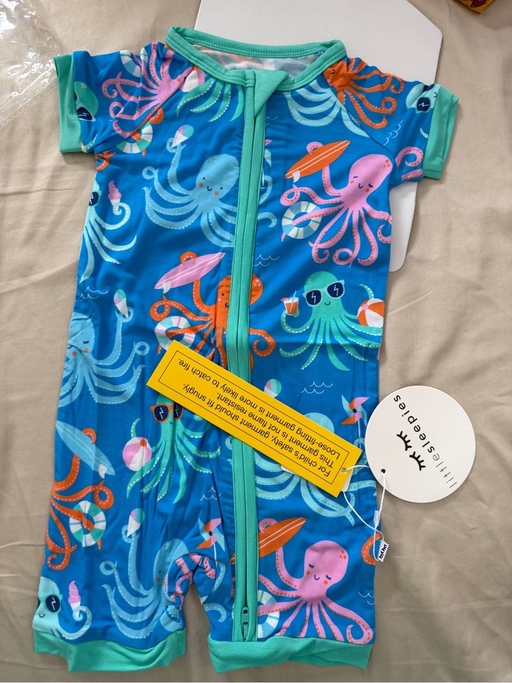 NWT Little Sleepies Octopus Party Shorty Zippy 12-18M